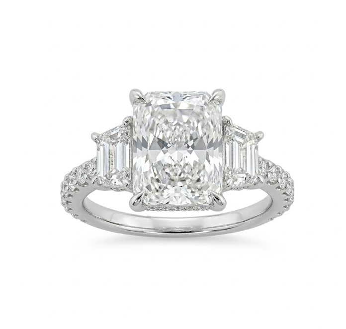 Radiant Lab-Grown Diamond Ring | 14K White Gold | Diamond | Pavé | Engagement Ring - Brownee Jewelers