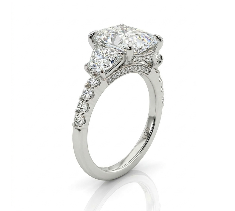 Radiant Lab-Grown Diamond Ring | 14K White Gold | Diamond | Pavé | Engagement Ring - Brownee Jewelers