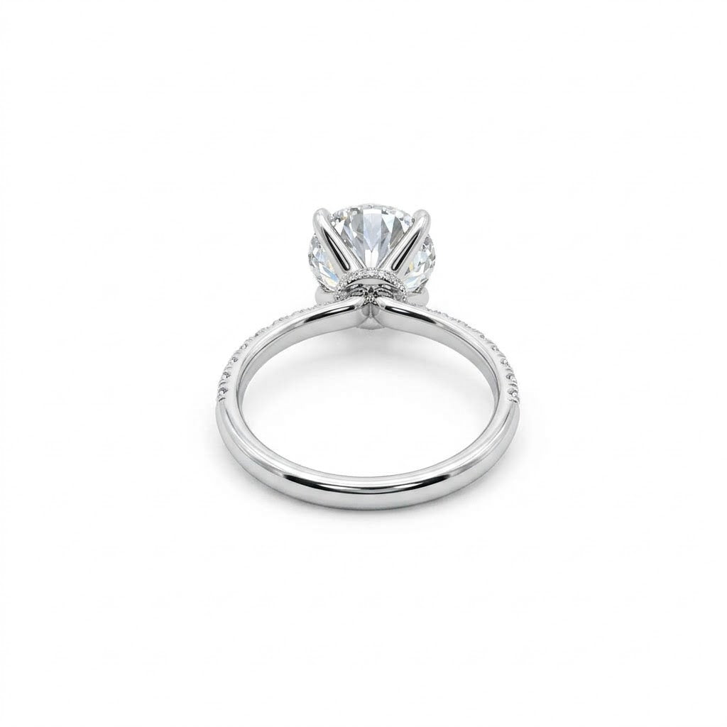 ROUND LAB-GROWN DIAMOND ENGAGEMENT RING | 3CT | 14K WHITE GOLD | 405874G - Brownee Jewelers