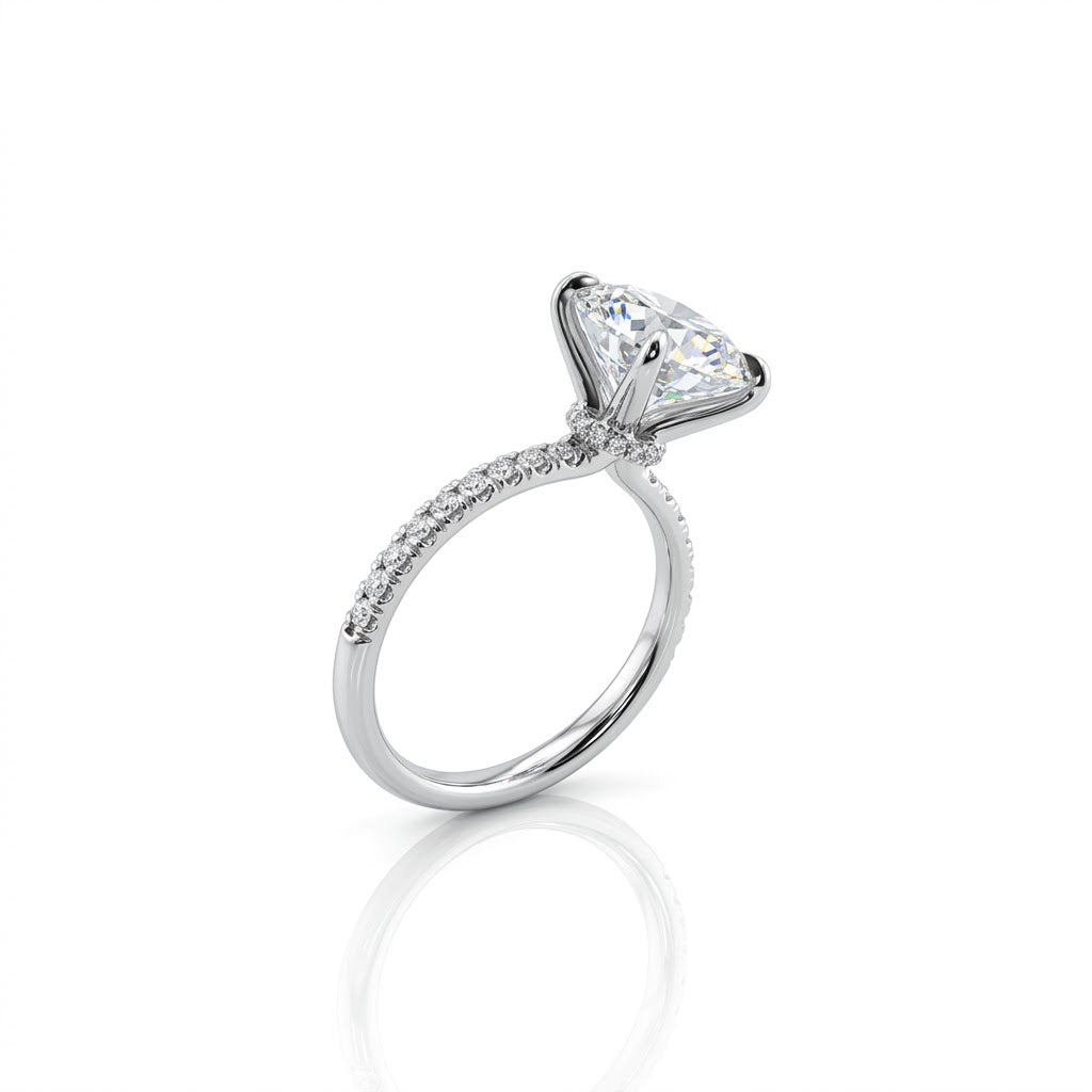 ROUND LAB-GROWN DIAMOND ENGAGEMENT RING | 3CT | 14K WHITE GOLD | 405874G - Brownee Jewelers