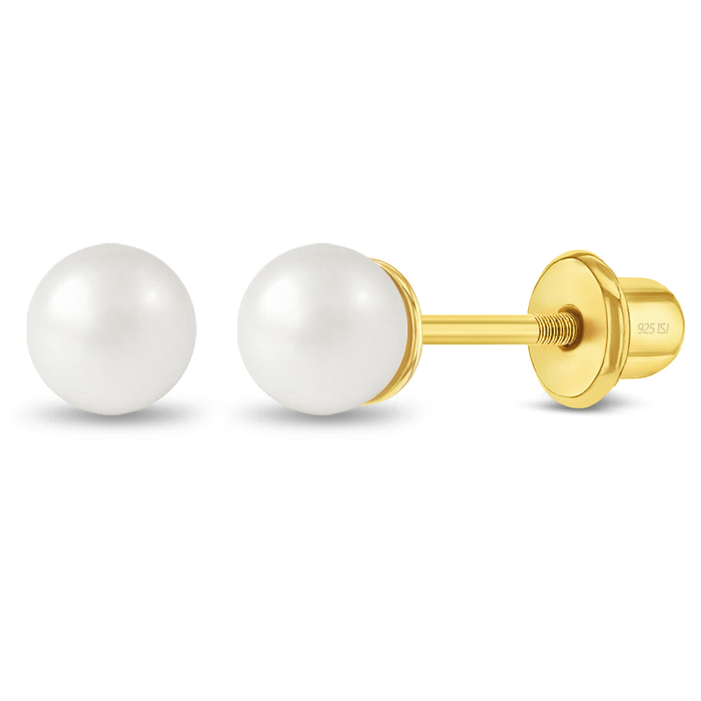 3mm Freshwater Cultured Pearl Children's Stud Earrings with Screw Backs