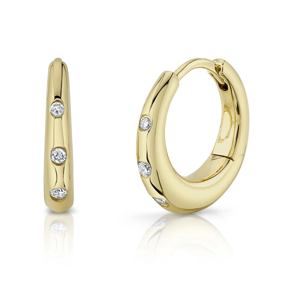 DIAMOND BEZEL HUGGIE EARRING IN 14K YELLOW GOLD