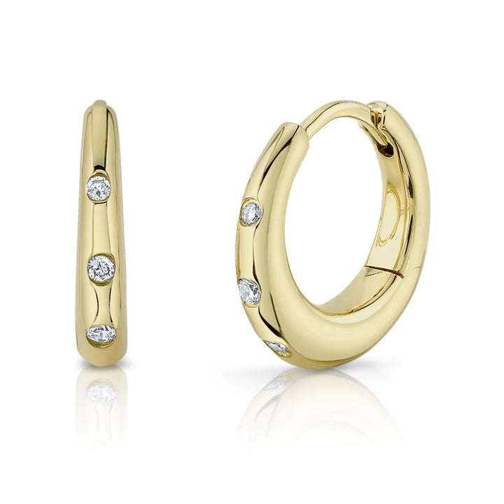 DIAMOND BEZEL HUGGIE EARRING IN 14K YELLOW GOLD