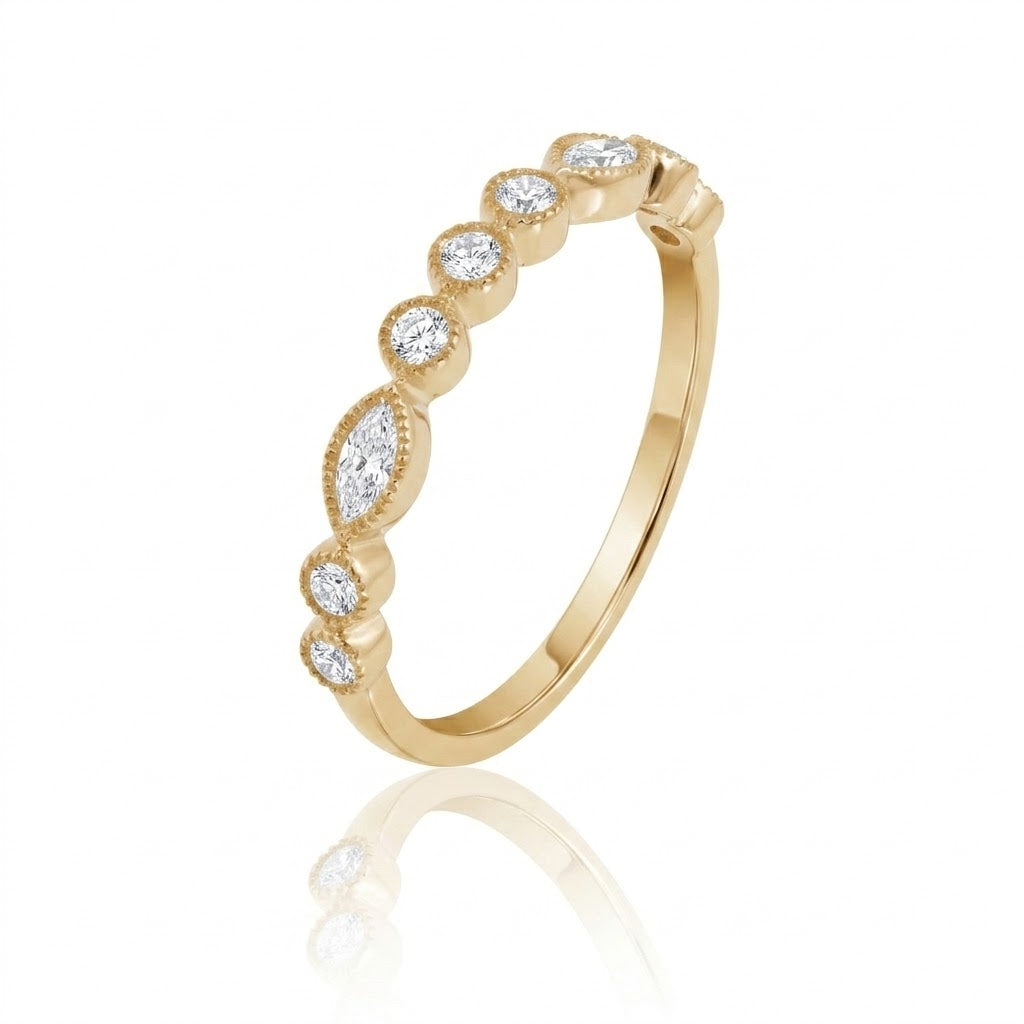 Marquise & Round Lab-Grown Diamond Alternating Band | 10K Yellow Gold | 0.33 CTW Lab-Grown Diamond | LGR49348-33SF - Brownee Jewelers