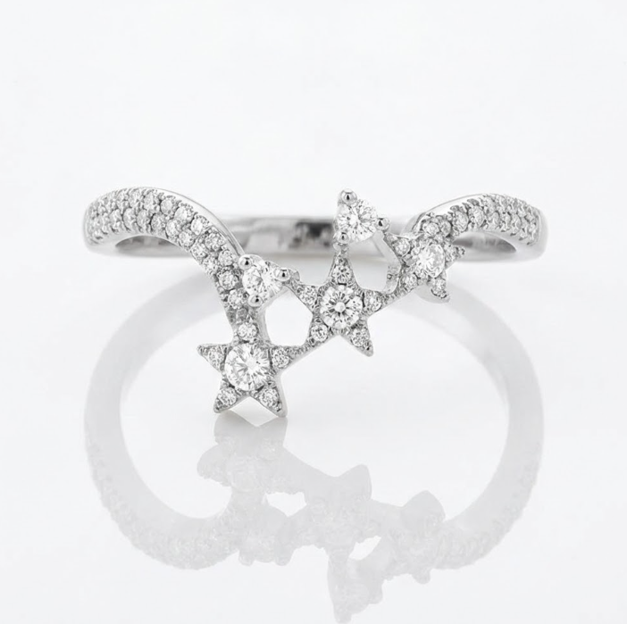 Diamond Star Ring | 14K White Gold | 0.26 ctw | Celestial Diamond Fashion Ring - Brownee Jewelers
