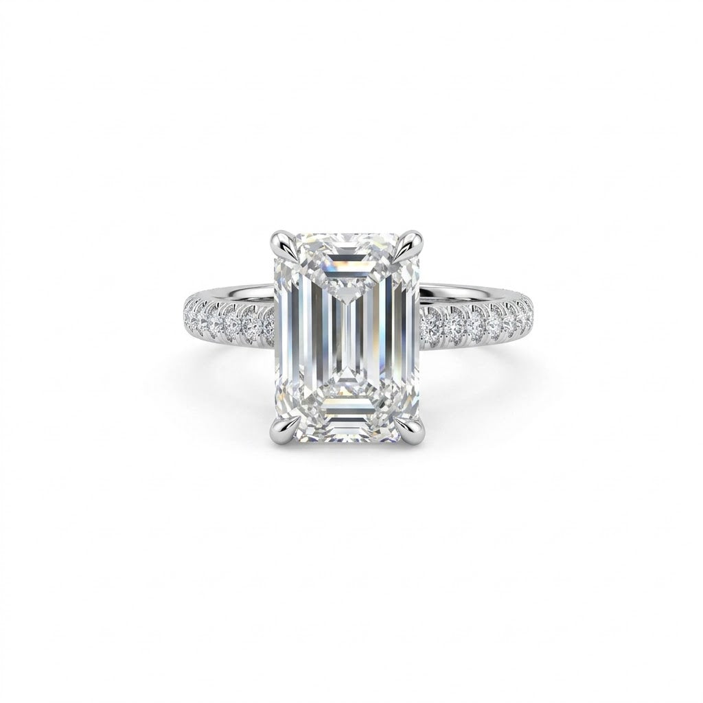 EMERALD-CUT LAB-GROWN DIAMOND ENGAGEMENT RING | 4.43CTTW | 14K WHITE GOLD | 406451N - Brownee Jewelers