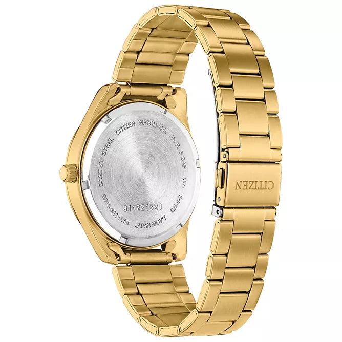 Citizen Men's Quartz Movement Watch with Gold-Tone Stainless Steel Strap, Blue Dial, Gold-Tone Markers, and Gold-Tone Luminous Hands