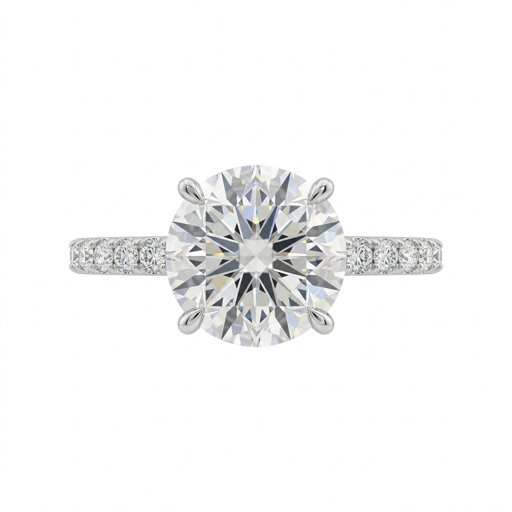 3.50CT ROUND LAB DIAMOND ENGAGEMENT RING | 14K WHITE GOLD | LG-KR37068R350-GW4 - Brownee Jewelers