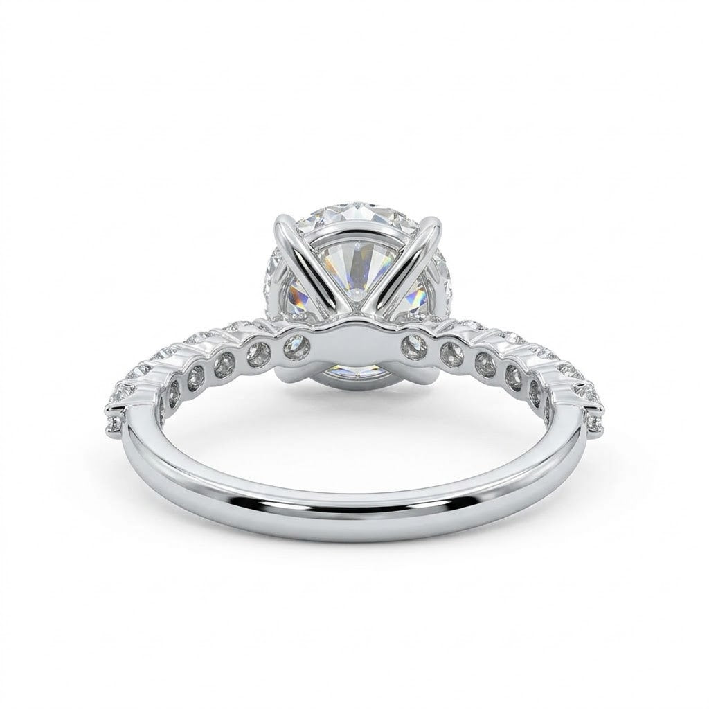 3.50CT ROUND LAB DIAMOND ENGAGEMENT RING | 14K WHITE GOLD | LG-KR37068R350-GW4 - Brownee Jewelers