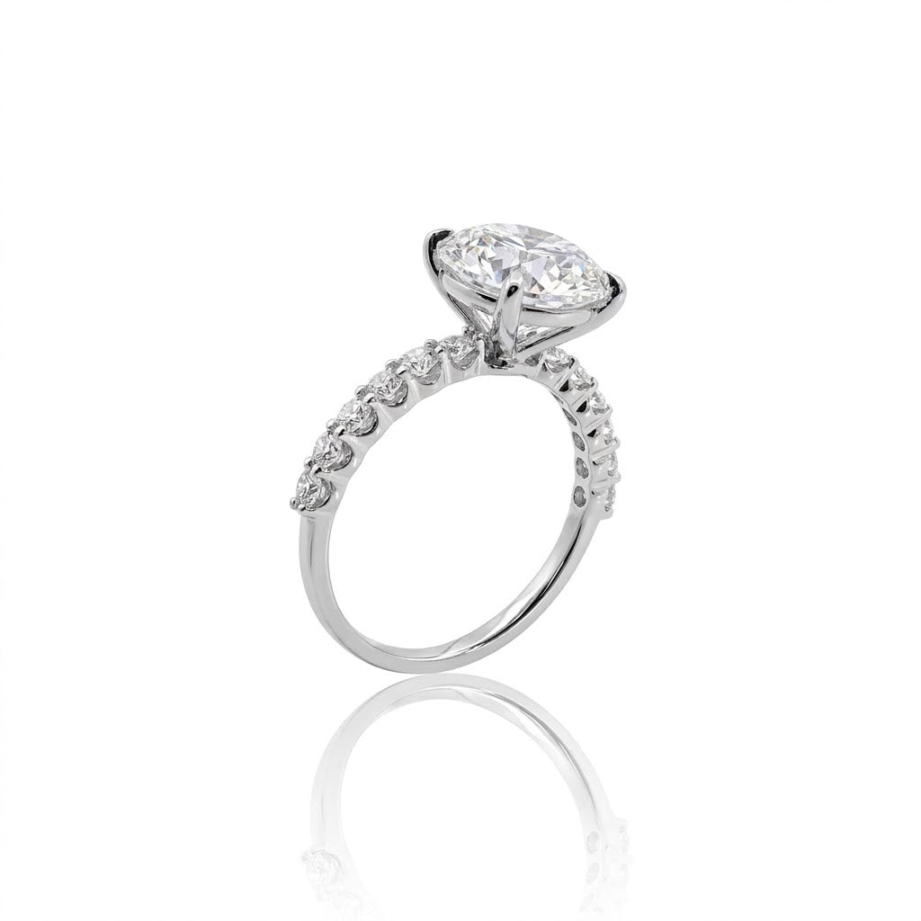 3.50CT ROUND LAB DIAMOND ENGAGEMENT RING | 14K WHITE GOLD | LG-KR37068R350-GW4 - Brownee Jewelers
