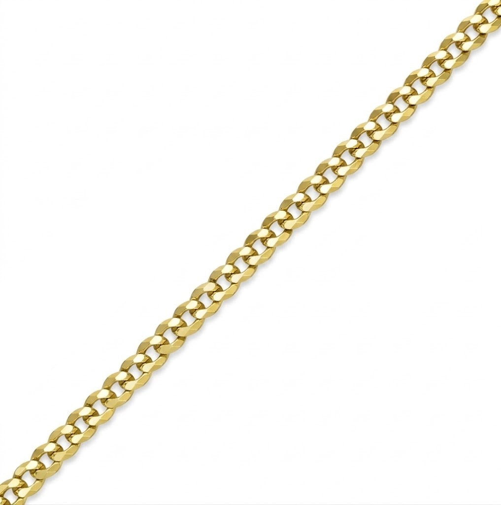 5.3 Millimeter Width and 22 Inch Length Curb Link Chain Necklace in Sterling Silver and an 18K Gold Plating Finish