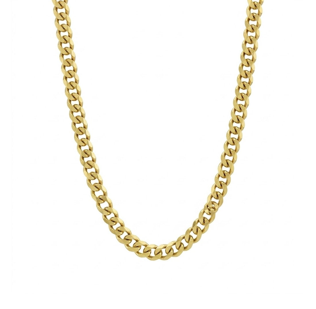 5.3 Millimeter Width and 22 Inch Length Curb Link Chain Necklace in Sterling Silver and an 18K Gold Plating Finish