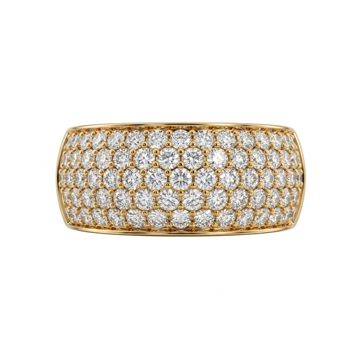 Pavé Diamond Wide Fashion Band | 10K Yellow Gold | 1.00 ctw | Statement Ring - Brownee Jewelers