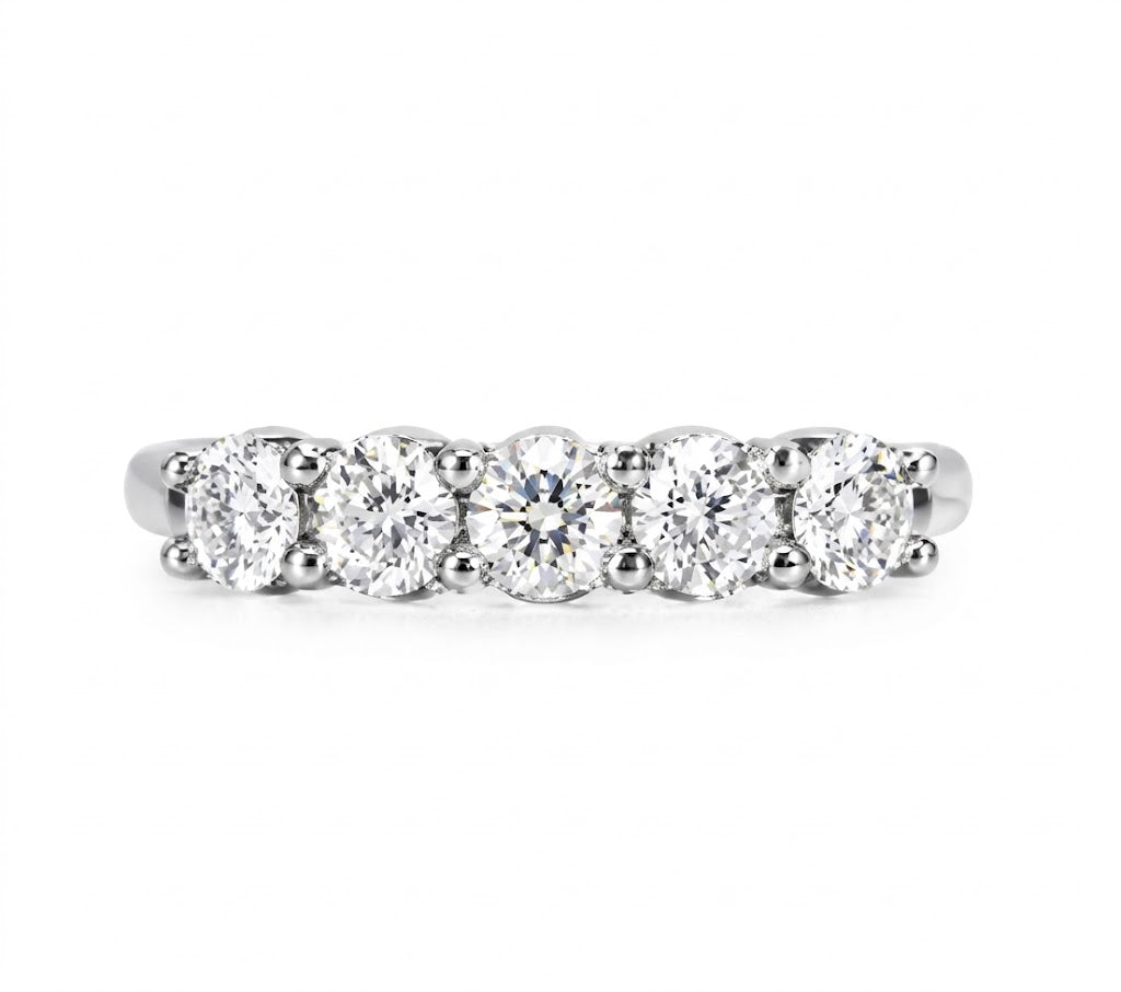  2.00 CTW Five Stone Round Lab-Grown Diamond Band Ring in 14K White Gold