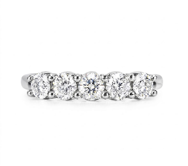 Five Stone Round Lab-Grown Diamond Band Ring | 14K White Gold | 2.00 CTW | LGKR36974R200-GW4 - Brownee Jewelers