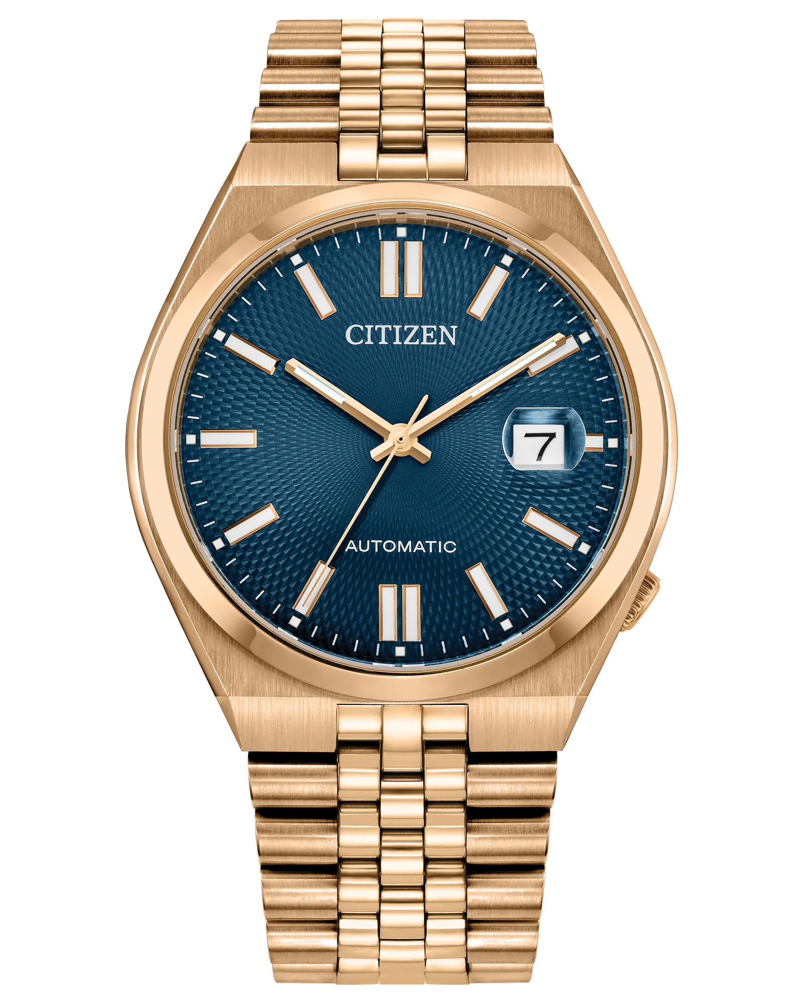 Tsuyosa 60 | Citizen Automatic Blue Dial Watch | Gold-Tone Stainless Steel | WR50 Bracelet Watch | Men’s Classic Design - Brownee Jewelers