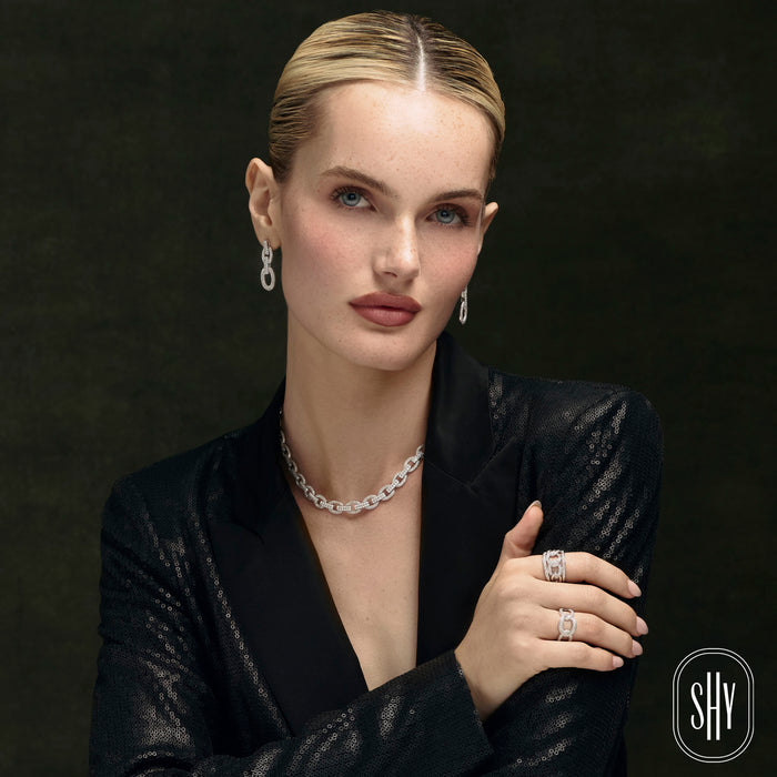 SHY CREATION | 6.77CT DIAMOND LINK NECKLACE | 14K WHITE GOLD | SC55027062V2 - Brownee Jewelers