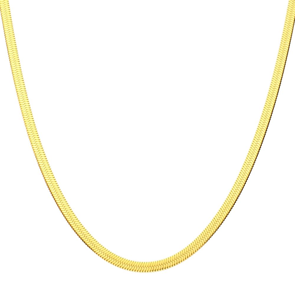 22 Inch length and 6mm width Stainless Steel 18K Yellow Gold IP Herringbone Chain Necklace