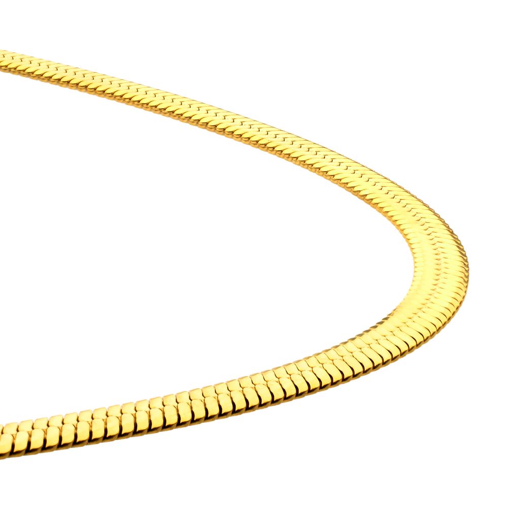 22 Inch length and 6mm width Stainless Steel 18K Yellow Gold IP Herringbone Chain Necklace