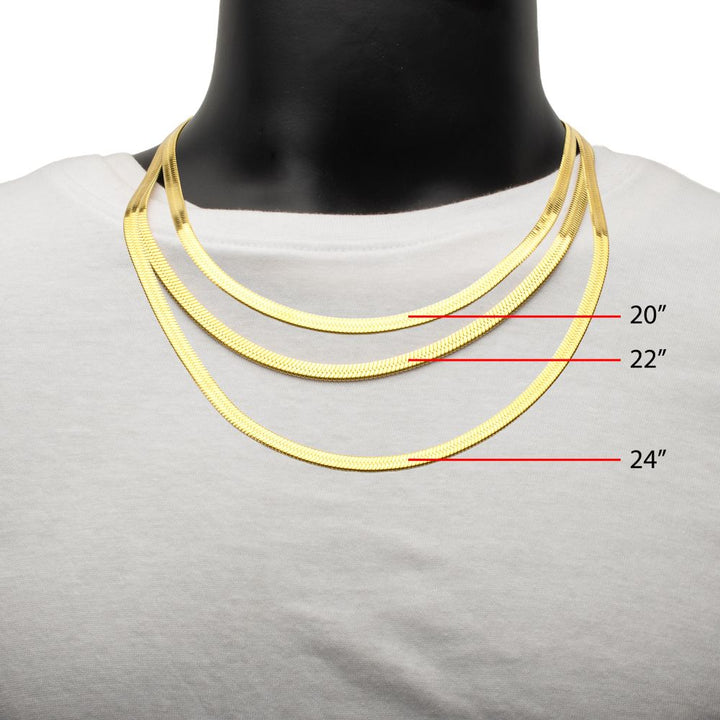 Herringbone Chain Necklace | Stainless Steel 18K Yellow Gold IP | 6mm | 22 Inch Length | High Polish | NSTC2606GP-22 - Brownee Jewelers