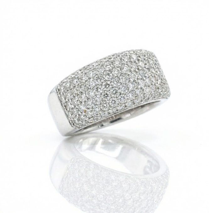 Round Diamond Pavé Band | 14K White Gold | Diamond Fashion Ring - Brownee Jewelers
