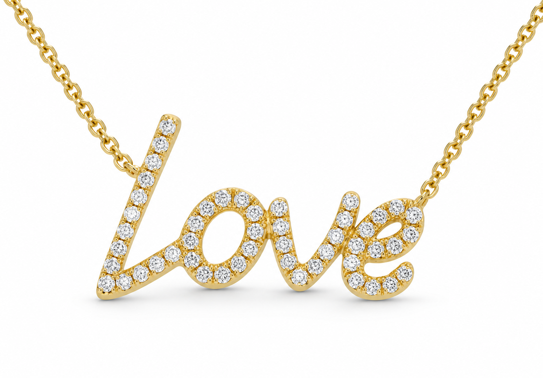 14KT YELLOW GOLD DIAMOND LOVE PENDANT 