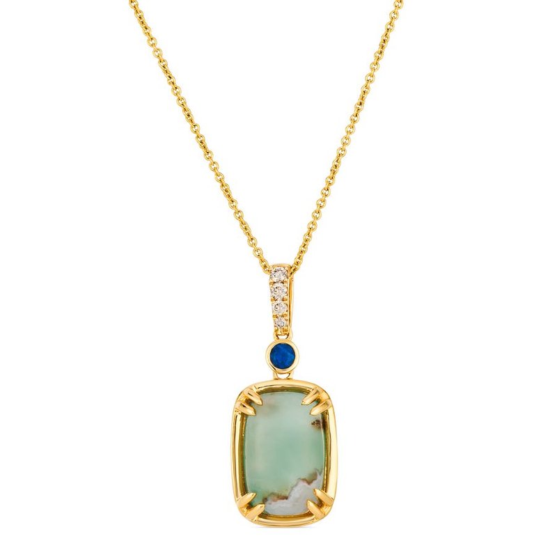 Le Vian® Peacock Aquaprase™ & Diamond Pendant in 14K Honey Gold™ Fresh color and refined elegance come together in this Le Vian® pendant showcasing 2 3/4 cts. of Peacock Aquaprase™
