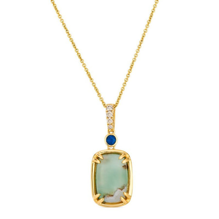 Le Vian® Peacock Aquaprase™ & Diamond Pendant in 14K Honey Gold™ Fresh color and refined elegance come together in this Le Vian® pendant showcasing 2 3/4 cts. of Peacock Aquaprase™