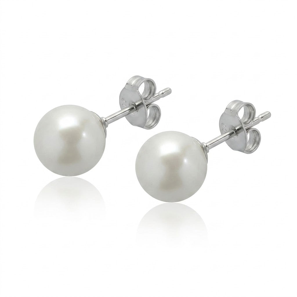 8mm Freshwater Cultured Pearl Sterling Silver Stud Earrings