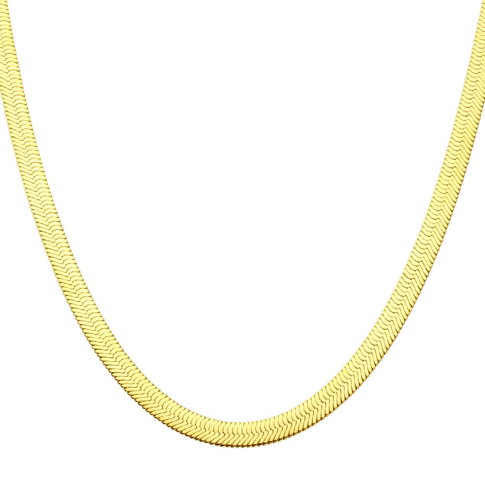 22 inch Length and 8mm width Stainless Steel 18K Yellow Gold IP Herringbone Chain Necklace