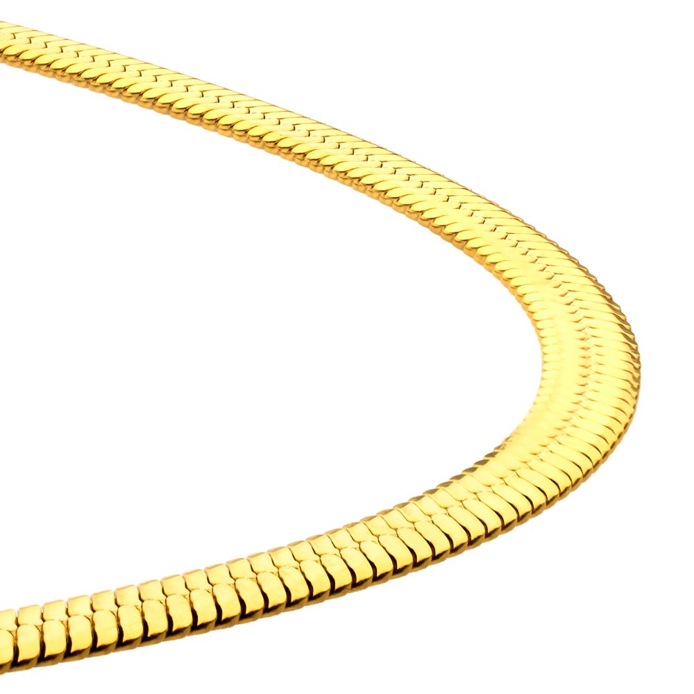 22 inch Length and 8mm width Stainless Steel 18K Yellow Gold IP Herringbone Chain Necklace