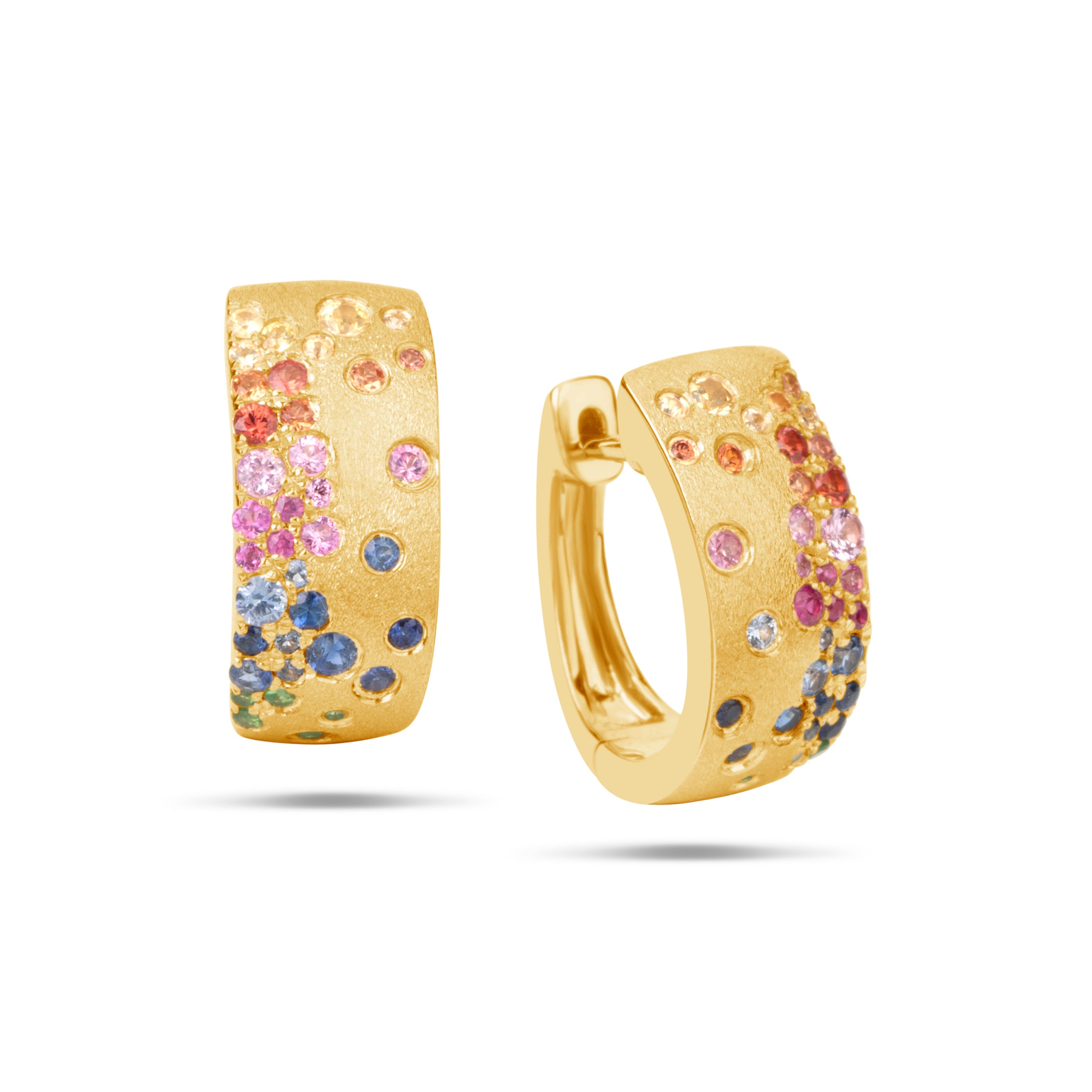 Multi color sapphire hoop earrings 