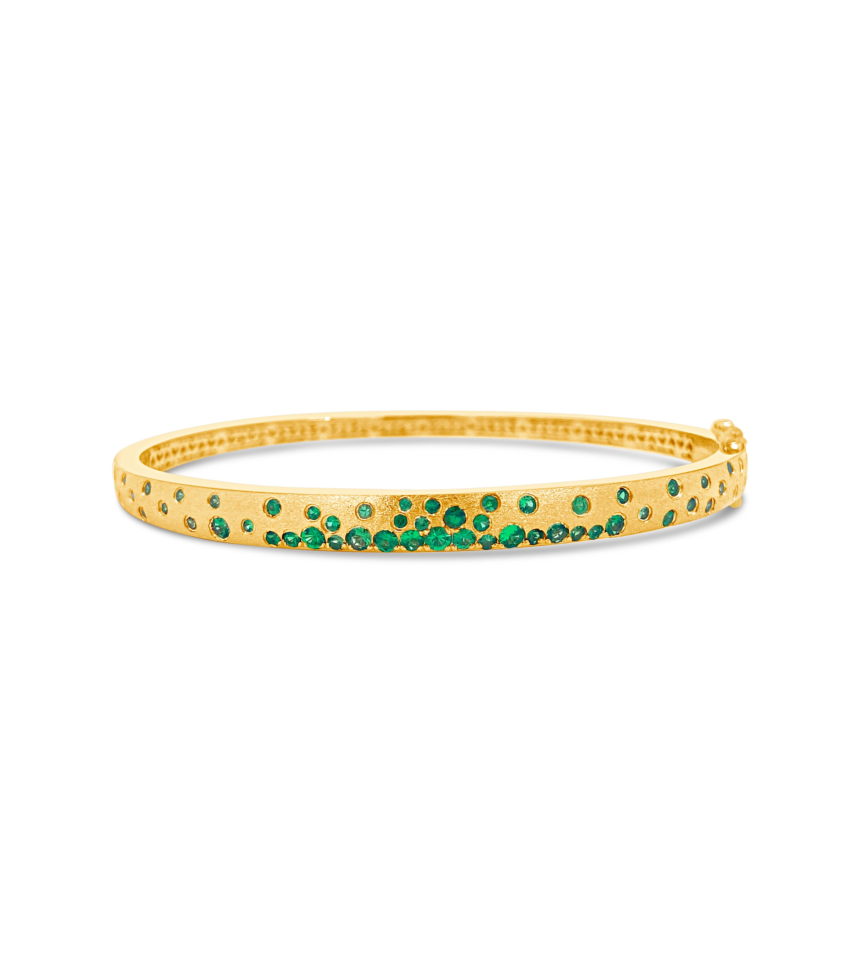Green emerald yellow gold bangle 