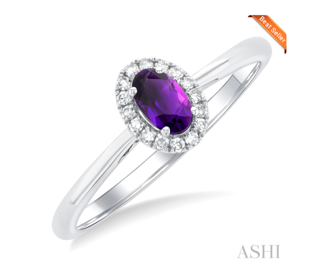 Oval Shape Gemstone & Halo Diamond Ring