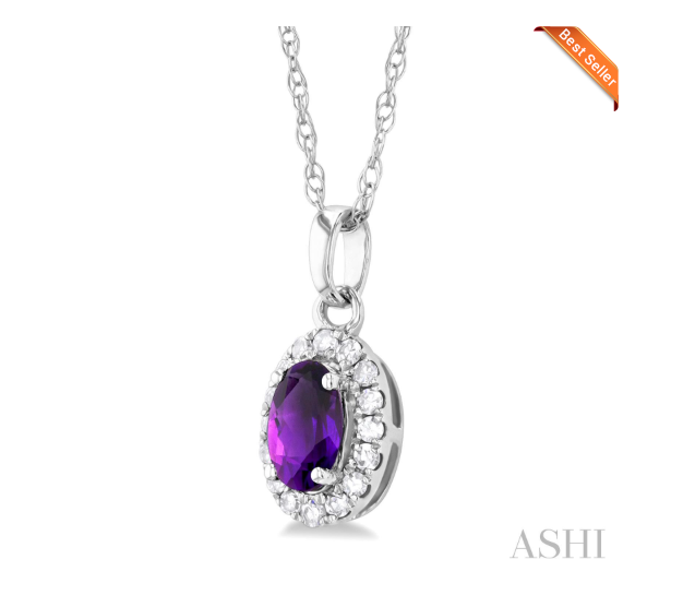 Oval Shape Gemstone & Halo Diamond Pendant