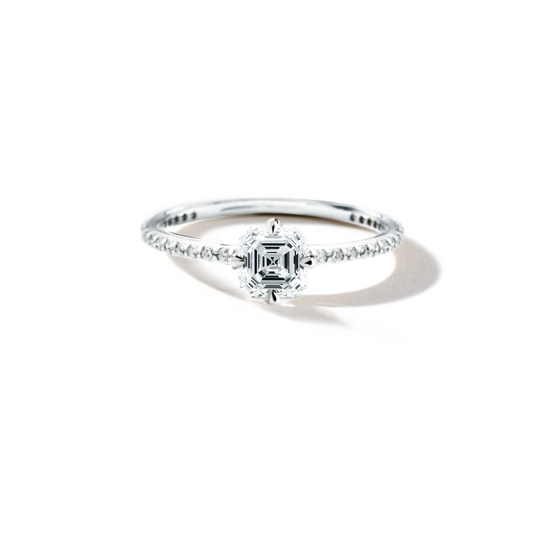 Solitaire Pave Engagement Ring