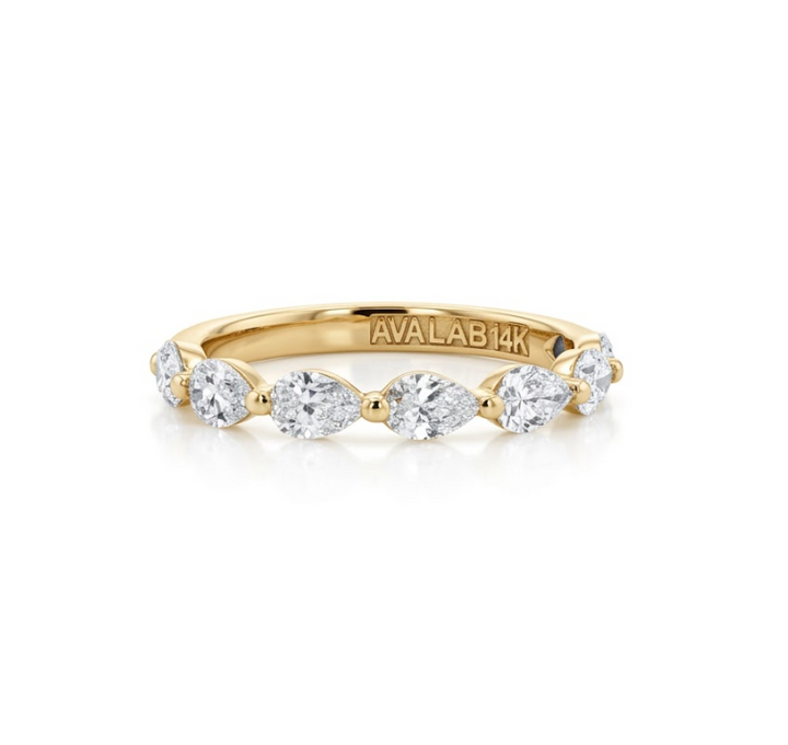 Pear Shape Lab-Grown Diamond Band | 14K Yellow Gold | 1.10 CTW | Alternating Pear Eternity Design - Brownee Jewelers