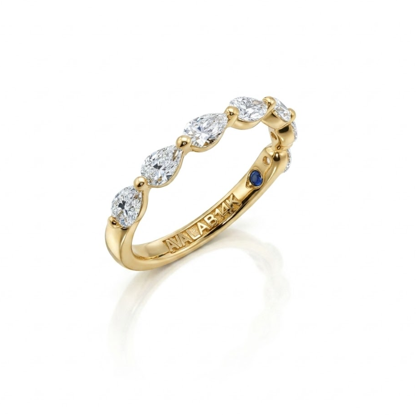 Pear Shape Lab-Grown Diamond Band | 14K Yellow Gold | 1.10 CTW | Alternating Pear Eternity Design - Brownee Jewelers
