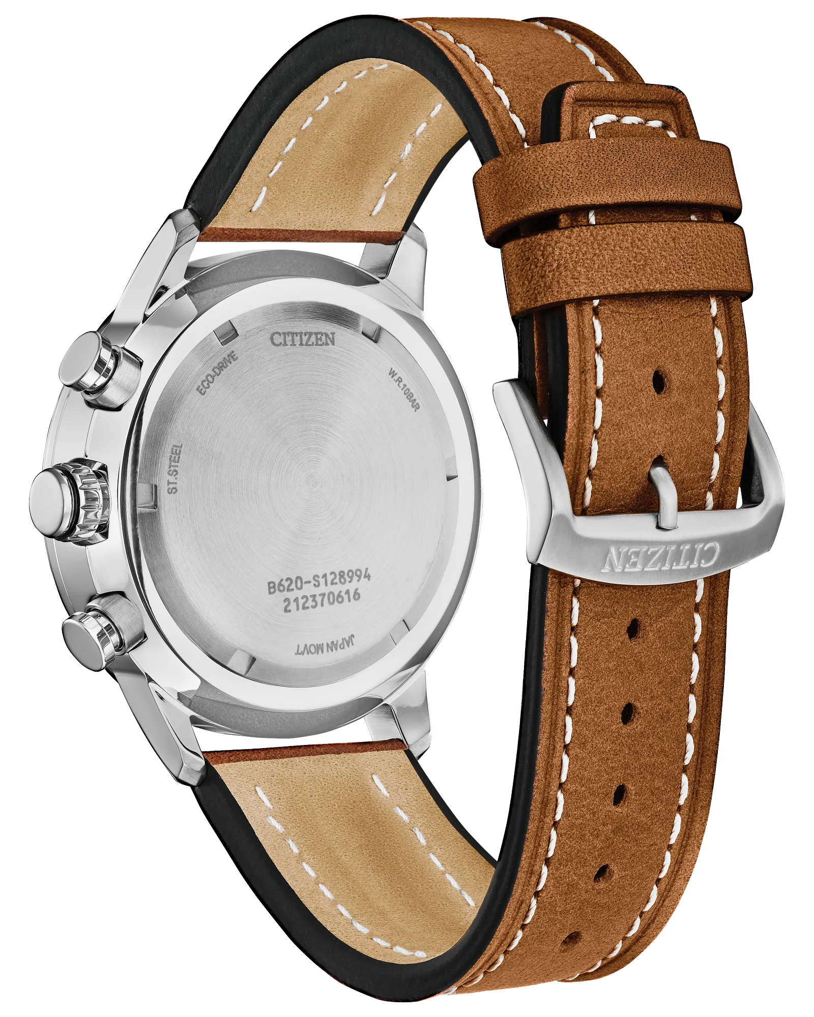 Citizen Avion | Eco-Drive Chronograph Watch | Stainless Steel | Green Dial | Leather Strap | Tachymeter Sport Design - Brownee Jewelers