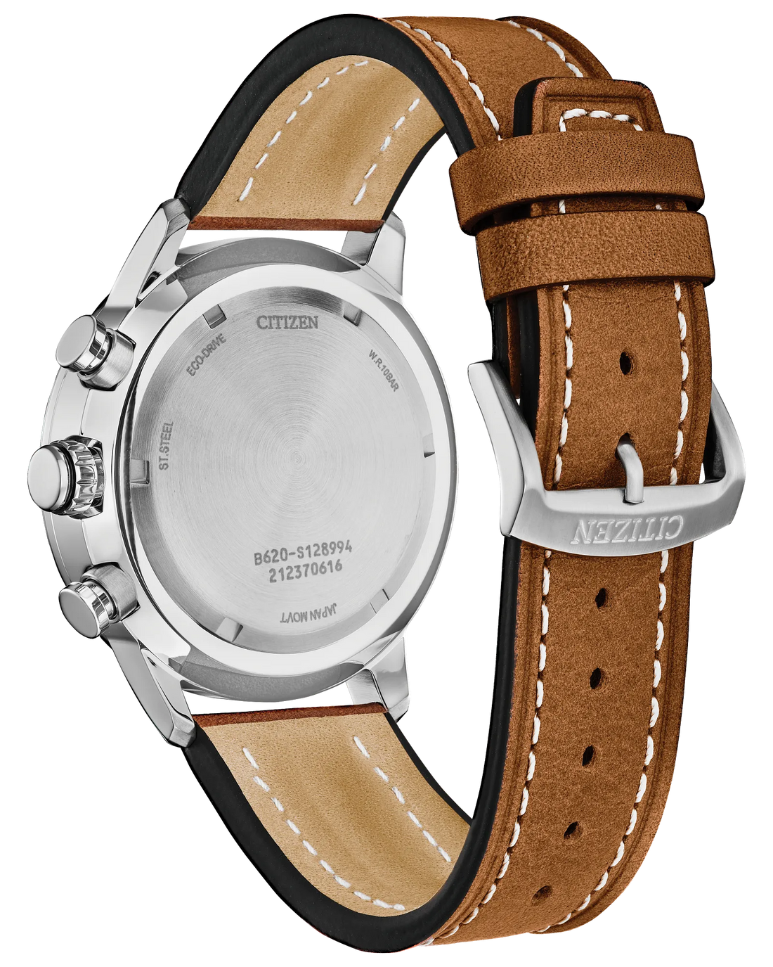 Citizen Avion | Eco-Drive Chronograph Watch | Stainless Steel | Green Dial | Leather Strap | Tachymeter Sport Design - Brownee Jewelers