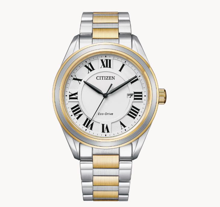 The Arezzo two-tone men’s watch is a modern take on a classic style