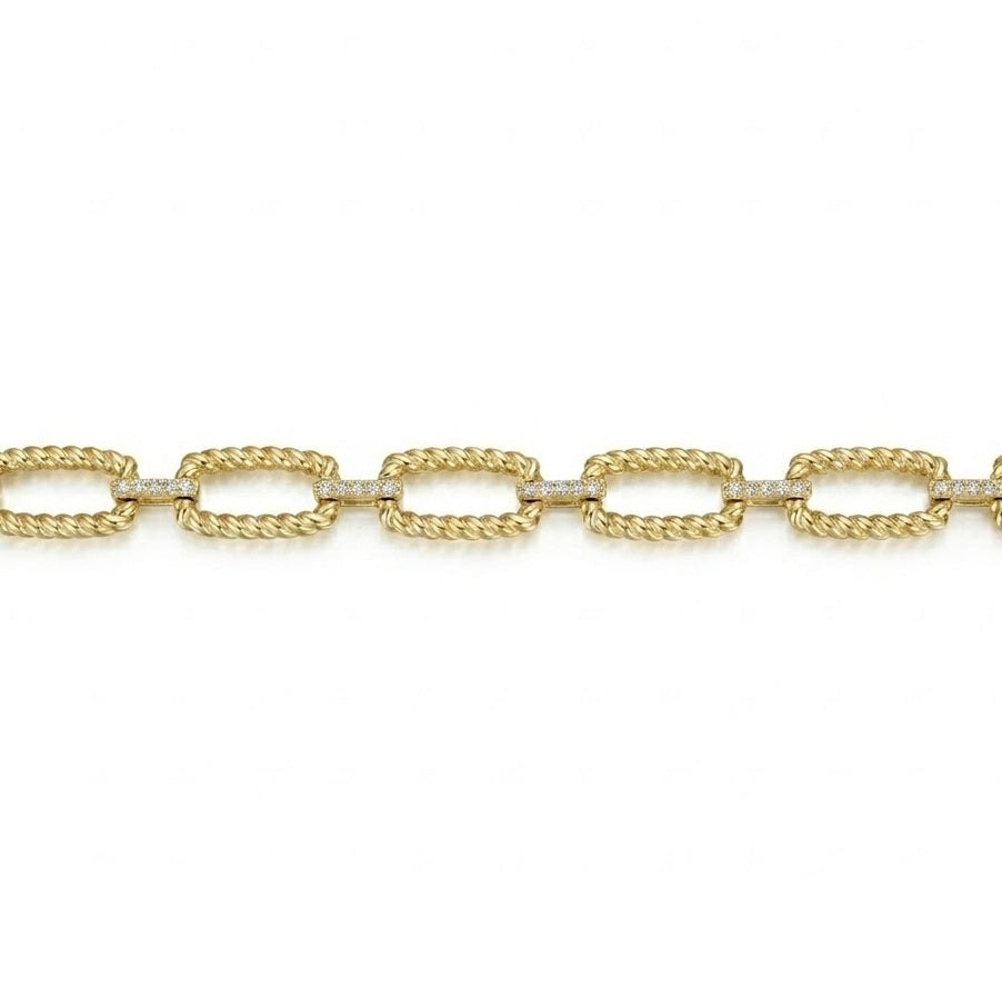 Lab-Grown Diamond Twisted Cable Link Bracelet in Gold-Plated Sterling Silver | 0.65 CTW