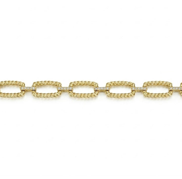 Lab-Grown Diamond Twisted Cable Link Bracelet | Gold-Plated Sterling Silver | 0.65 CTW Lab-Grown Diamonds | 7 Inch - Brownee Jewelers