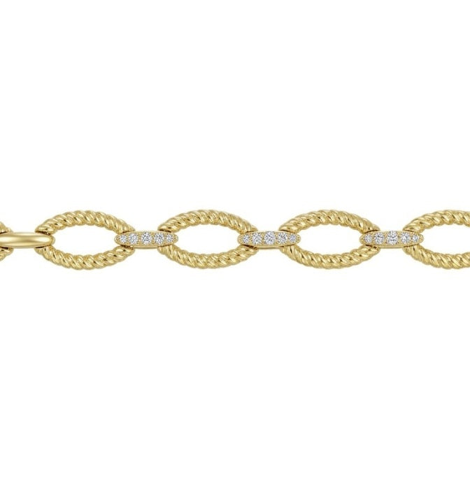 Lab-Grown Diamond Marquise Cable Link Bracelet | Gold-Plated Sterling Silver 0.75 CTW