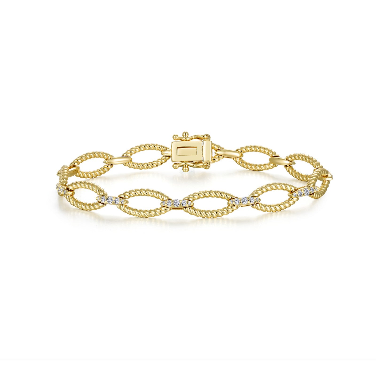 Lab-Grown Diamond Marquise Cable Link Bracelet | Gold-Plated Sterling Silver 0.75 CTW