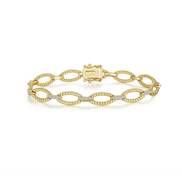 Lab-Grown Diamond Marquise Cable Link Bracelet | Gold-Plated Sterling Silver | 0.75 CTW Lab-Grown Diamonds | 7 Inch - Brownee Jewelers