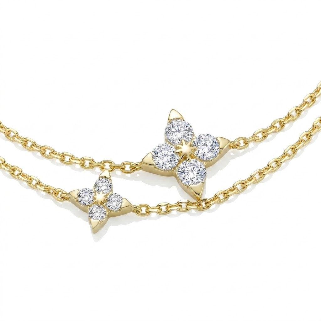 Lab-Grown Diamond Trillion Star Chain Bracelet | Gold-Plated Sterling Silver 0.32 CTW