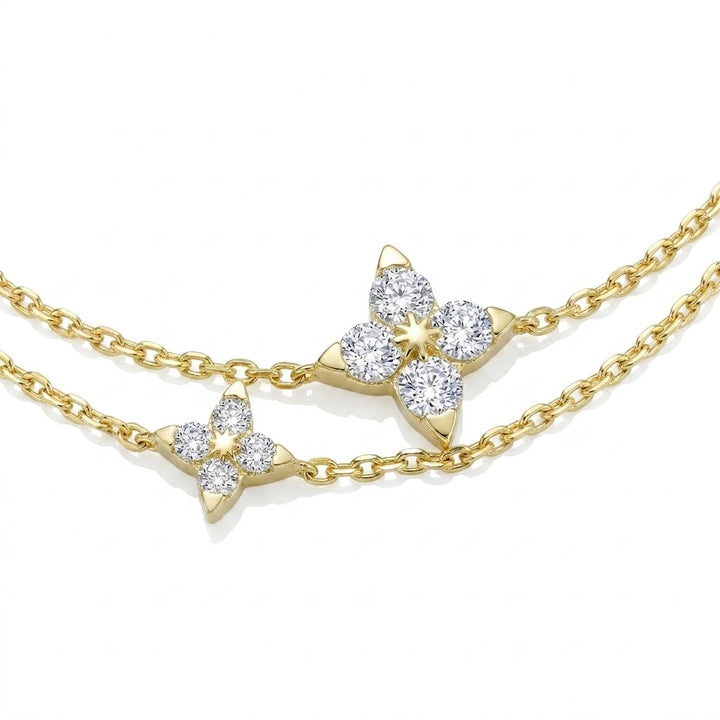 Lab-Grown Diamond Trillion Star Chain Bracelet | Gold-Plated Sterling Silver | 0.32 CTW Lab-Grown Diamonds | 7.2 Inch - Brownee Jewelers