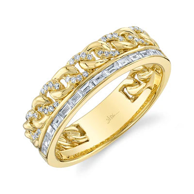 .33CT DIAMOND BAGUETTE LINK RING IN 14K YELLOW GOLD