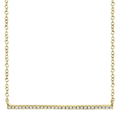 Diamond Bar Necklace | 14K Yellow Gold | 0.08 ctw | Pavé Bar Pendant - Brownee Jewelers